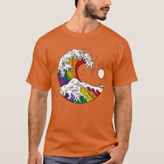 T-shirt Vague de Kanagawa Drapeau arc-en-ciel de la fierté