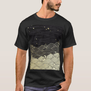 T-shirt Vague dorée, texture papier.