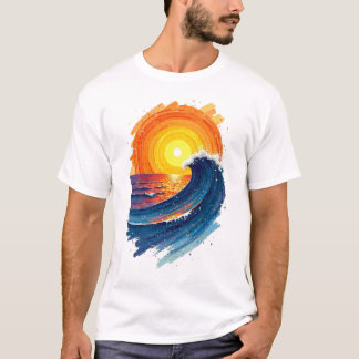 T-shirt Vague du coucher du soleil