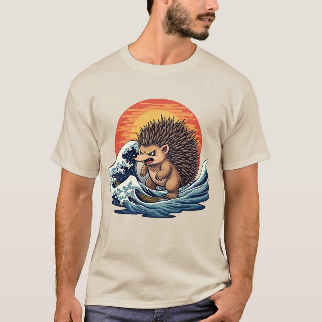 T-shirt Vague Hedgehogzilla - Hérisson d'art japonais Vint (Devant)
