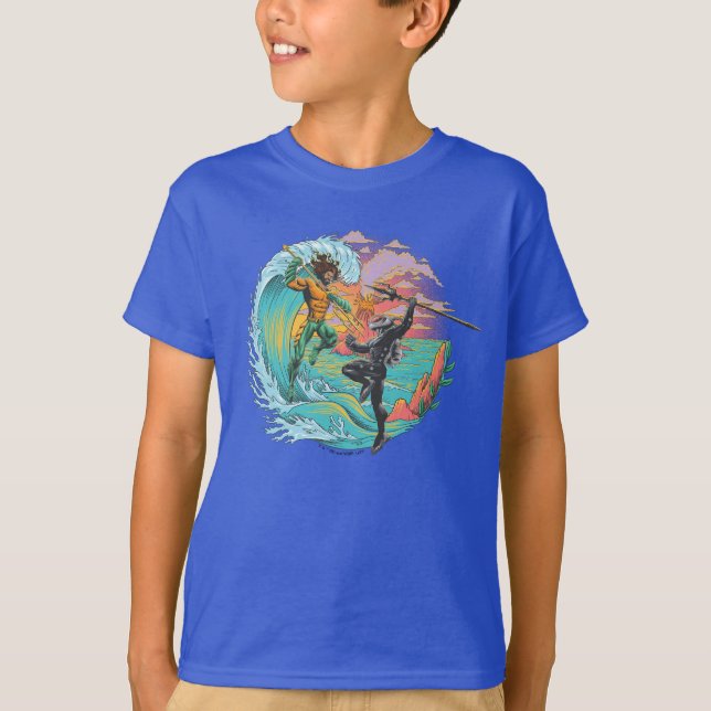 T-shirt Vague marémotrice Aquaman & Black Manta (Devant)