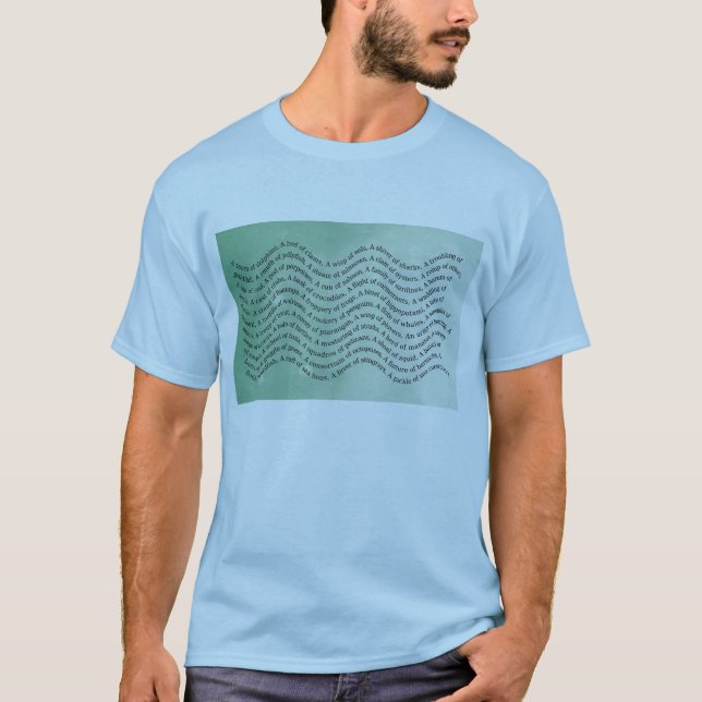T-shirt Vague Ombre de noms de groupe d'animaux aquatiques (Devant)