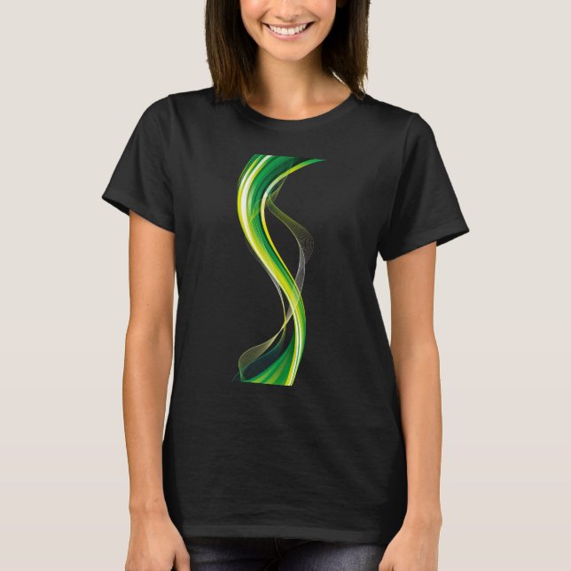 T-shirt Vague Verticale Verte Résumé Design-34534 (Devant)