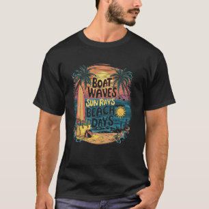 T-shirt Vagues de bateau rayons de soleil jours de plage v