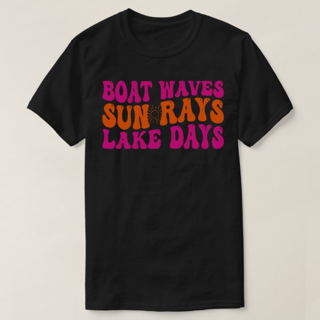 T-shirt vagues de bateau soleil lacs jours 1 (Design devant)