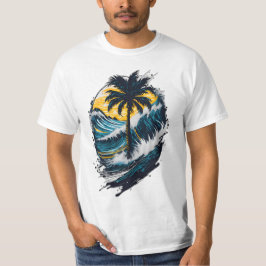 T-shirt vagues de palme océan 1