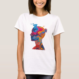 T-shirt Vagues de peinture fluide et tête abstraite – T-sh