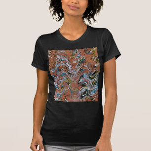 T-shirt Vagues en rouge et bleu acrylique pour l'art Abstr