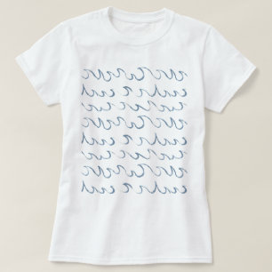T-shirt Vagues minimum Abstrait main tiré Motif de mer nag