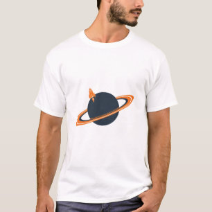 T-shirt Vaisseau Fusée Rétro en Orbite autour d'une Planèt