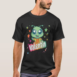T-shirt VALENTIN - Nom du garçon mignon avec Alien mignon
