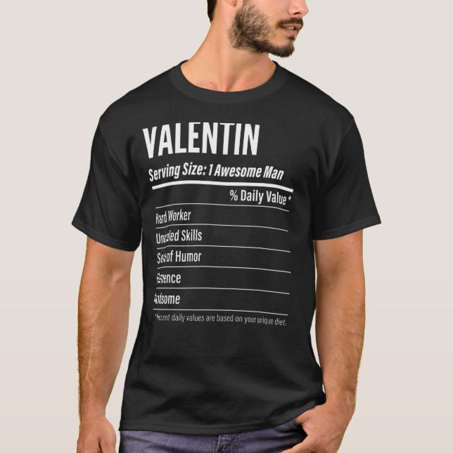 T-shirt Valentin Taille du service Nutrition Étiquette Cal (Devant)