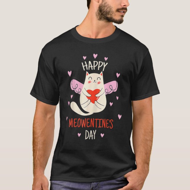T-shirt Valentine Chat Valentines Jour Tenue Pour Femmes O (Devant)