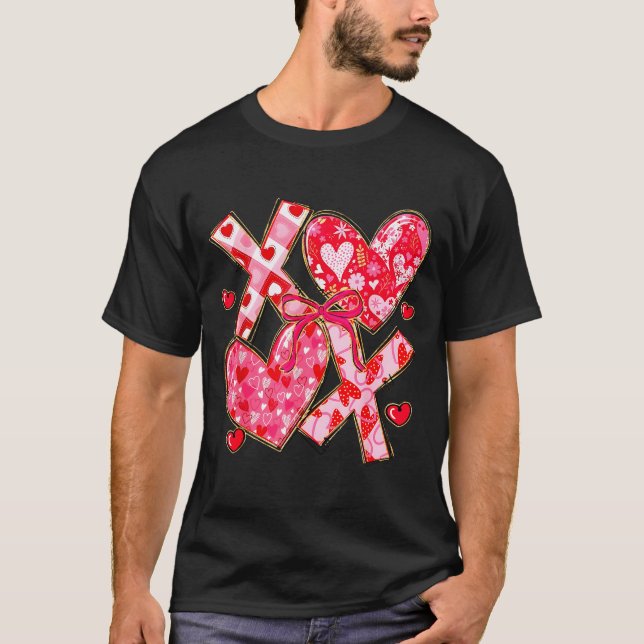 T-shirt Valentine Coquette Bow Xoxo Hearts Lover Girl Wome (Devant)