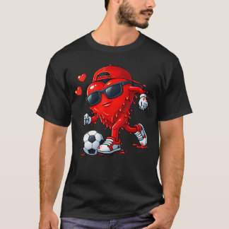 T-shirt Valentine Football Cœur Dégoulinant Sport Amour Sa