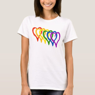 T-shirt Valentine Gay pride Rainbow Layered Hearts