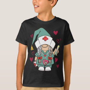 T-shirt Valentine Gnomes Infirmière Coeurs Stethoscope