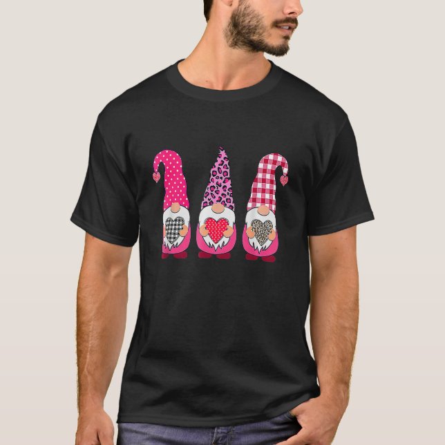 T-shirt Valentine Gnomes Valentine's Day Love Leopard Buff (Devant)