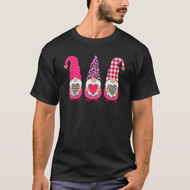 T-shirt Valentine Gnomes Valentine's Day Love Leopard Buff (Devant)