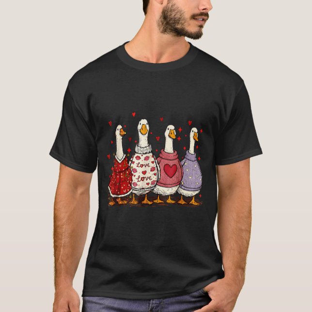 T-shirt Valentine Goose Heart Silly Goose Valentines Day  (Devant)