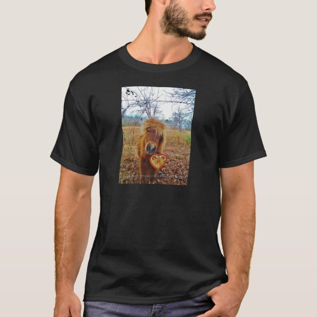 T-shirt Valentine Heart Miniature Brown Horse (Devant)