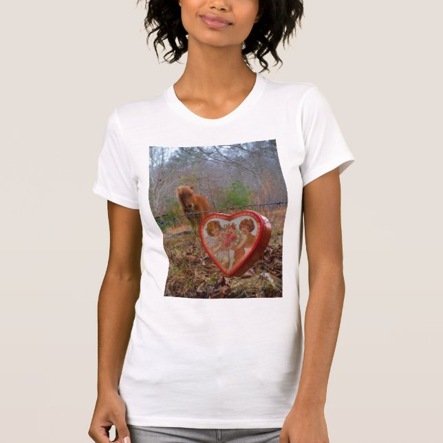 T-shirt Valentine Heart Miniature Brown Horse (Devant)