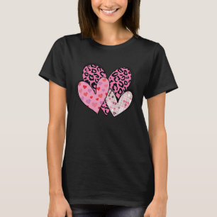 T-shirt Valentine Love Heart Striped Leopard