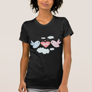 T-shirt Valentine pilotant des inséparables