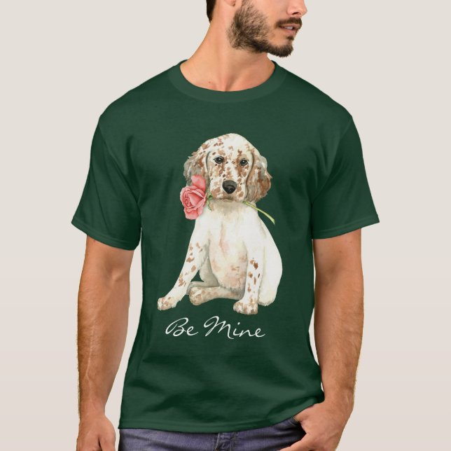 T-shirt Valentine Rose Anglais Setter (Devant)