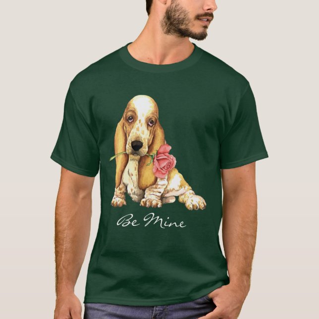 T-shirt Valentine Rose Basset (Devant)
