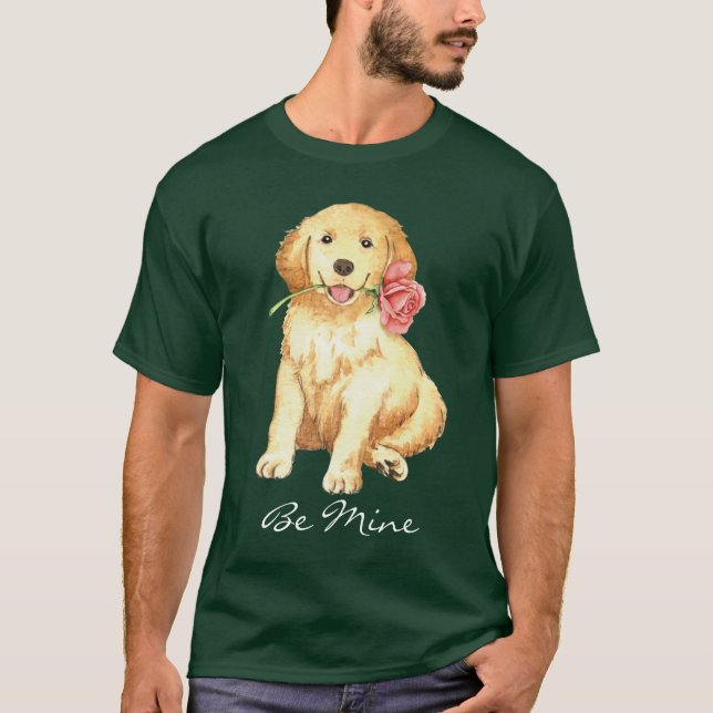 T-shirt Valentine Rose Golden Retriever (Devant)