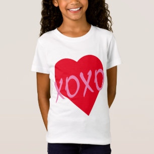 T-Shirt Valentine rose XOXO Hugs Baisers Coeur rouge