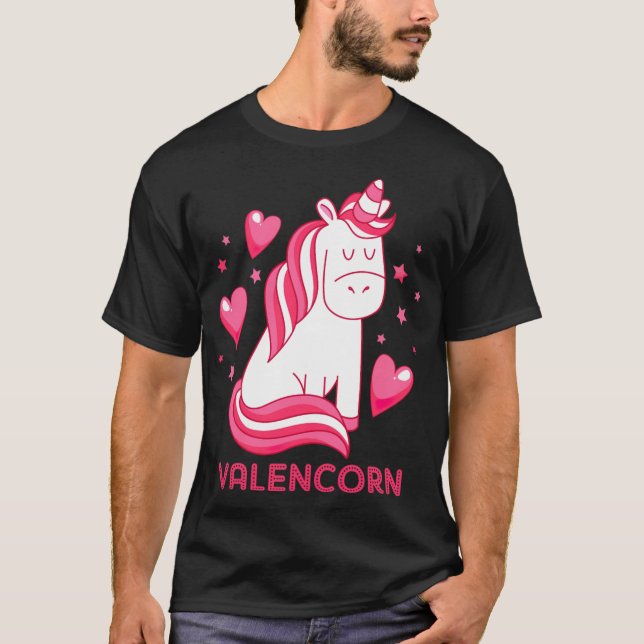 T-shirt Valentine Unicorn animaux (Devant)