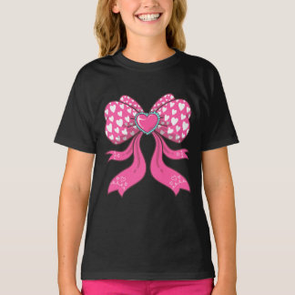 T-shirt Valentines bow,  hearts bow 