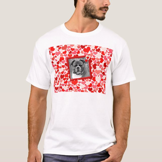T-shirt Valentines Boxer Chien Coeurs (Devant)