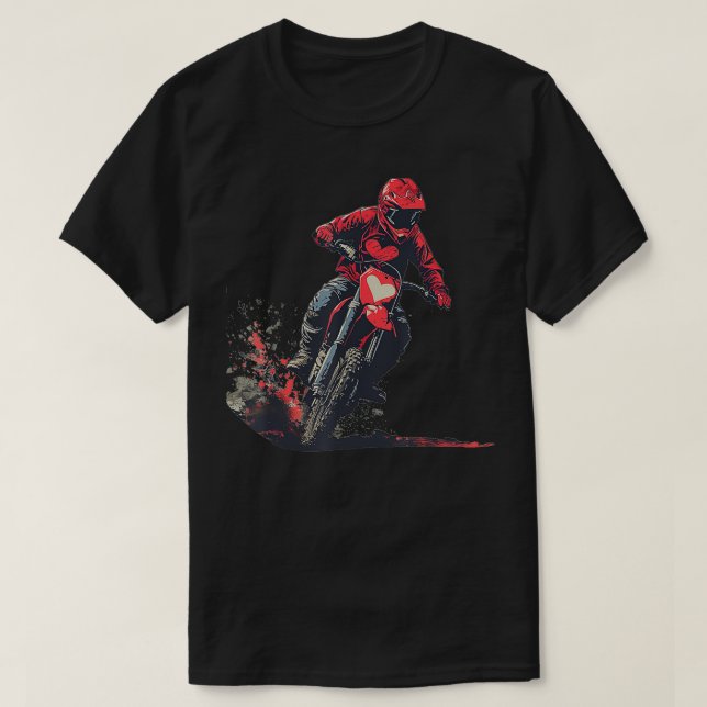 T-shirt Valentines Coeur costume avec cool moto et o (Design devant)
