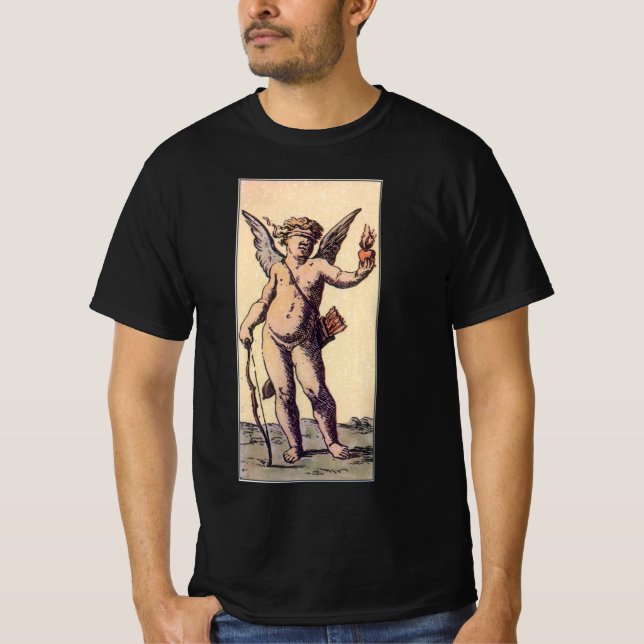 T-shirt Valentines Cupid Blindfoldfold, Carte Tarot Vintag (Devant)