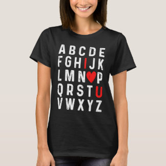 T-shirt Valentines Day Alphabet ABC I Love You Red Heart