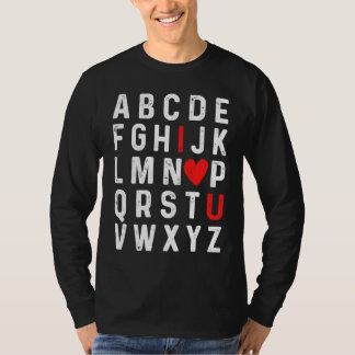 T-shirt Valentines Day Alphabet ABC I Love You Red Heart