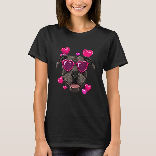 T-shirt Valentines Day American Pit Bull Terrier Heart Cou (Devant)