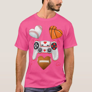 T-shirt Valentines Day Boys Hommes Coeurs Jeu Basketball B