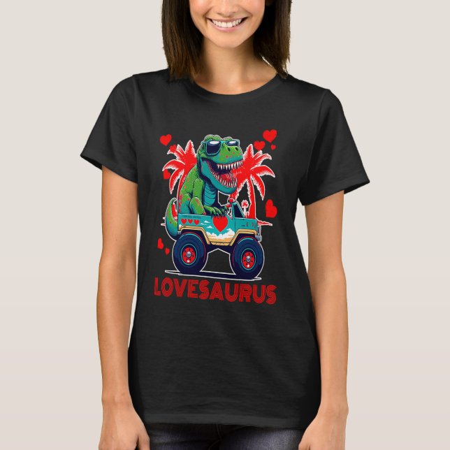 T-shirt Valentines Day Dinosaur Rex Boys Valentine Kids Lo (Devant)