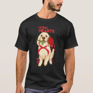 T-shirt Valentine's Day Dog I Steal Hearts Retriever