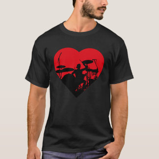 T-shirt Valentines Day Drummer  Heart Valentine