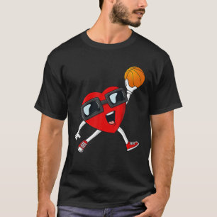 T-shirt Valentines Day Heart Dunking A Basketball Boys Gir