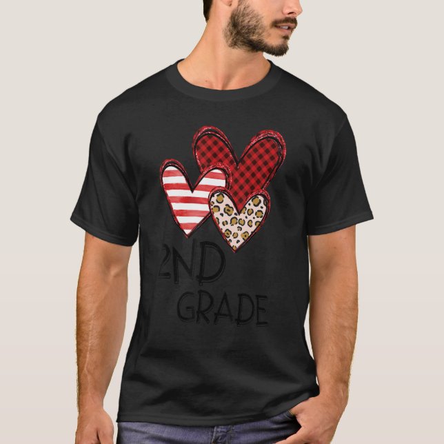 T-shirt Valentines Day Leopard 2nd Grade Teacher Buffalo P (Devant)