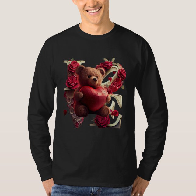 T-shirt Valentine's Day Love Heart Bear Teddy Girlfriend (Devant)
