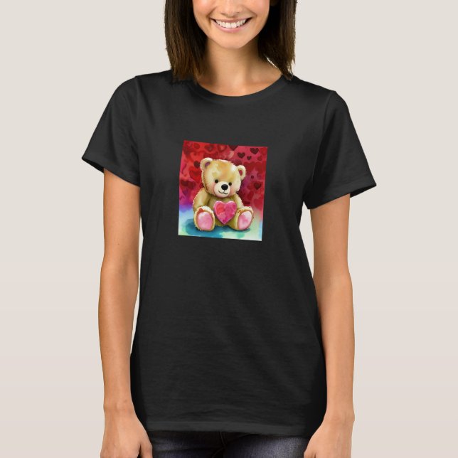 T-shirt Valentine's Day Love Heart Bear Teddy Girlfriend F (Devant)