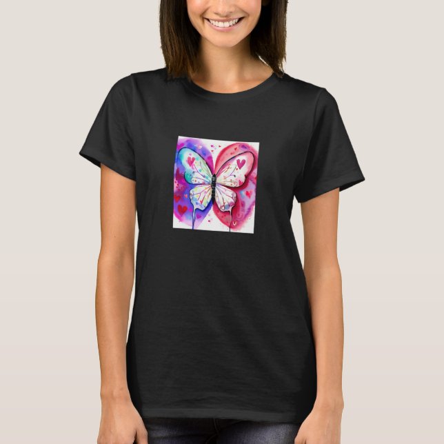 T-shirt Valentine's Day Love Heart Butterfly Girlfriend Fi (Devant)