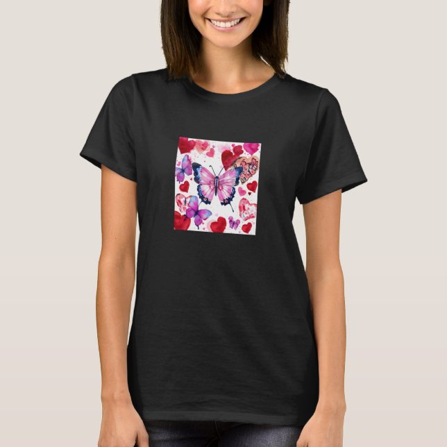 T-shirt Valentine's Day Love Heart Butterfly Girlfriend Fi (Devant)